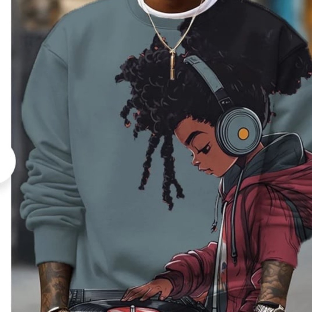 Men's Hip Hop Girl‎ DJ Print Casual Sweatsuit XL
